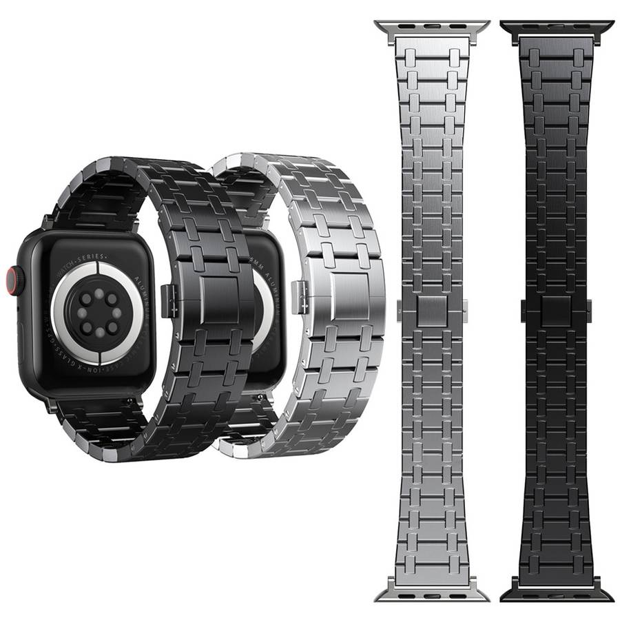 For Apple Watch SE 2023 44mm Modified Oak AP Titanium Alloy Watch Band(Black)