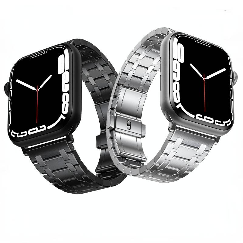For Apple Watch SE 2023 44mm Modified Oak AP Titanium Alloy Watch Band(Black)