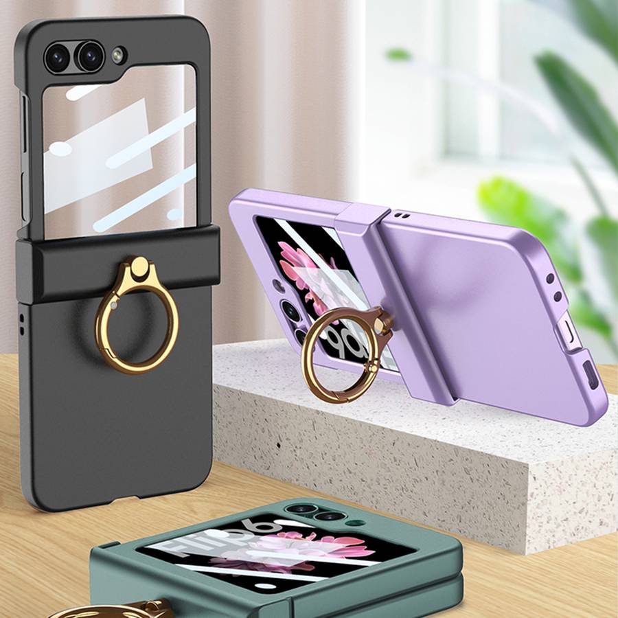 For Samsung Galaxy Z Flip6 GKK Integrated Ultra-thin Hinge Full Coverage Phone Case with Ring(T