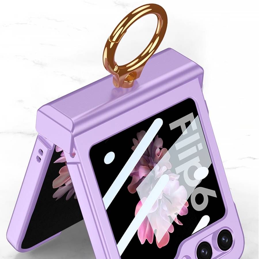 For Samsung Galaxy Z Flip6 GKK Integrated Ultra-thin Hinge Full Coverage Phone Case with Ring(T