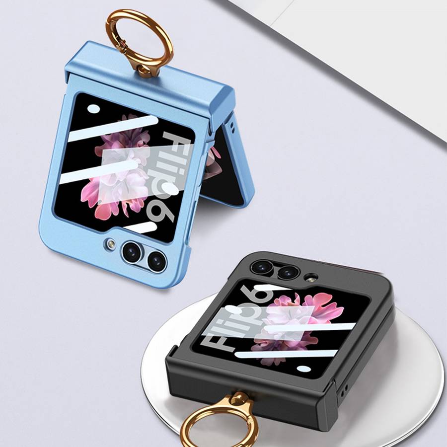 For Samsung Galaxy Z Flip6 GKK Integrated Ultra-thin Hinge Full Coverage Phone Case with Ring(T