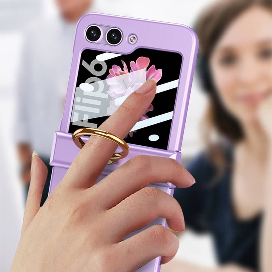 For Samsung Galaxy Z Flip6 GKK Integrated Ultra-thin Hinge Full Coverage Phone Case with Ring(T