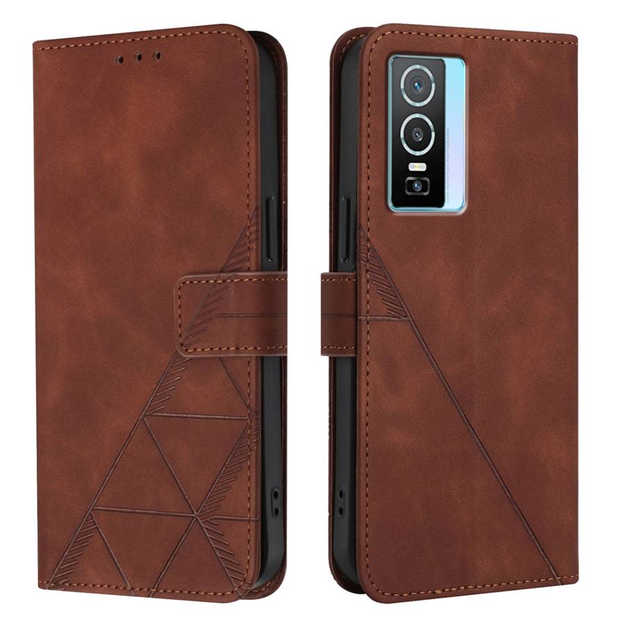 For vivo Y76 5G Crossbody 3D Embossed Flip Leather Phone Case(Brown)