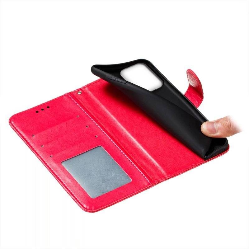 For Motorola Moto G34 Lace Flower Embossing Flip Leather Phone Case(Red)