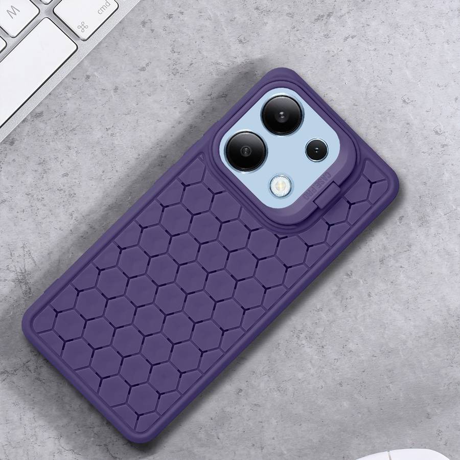 For Xiaomi Redmi Note 13 4G Honeycomb Radiating Lens Holder TPU Phone Case(Purple)