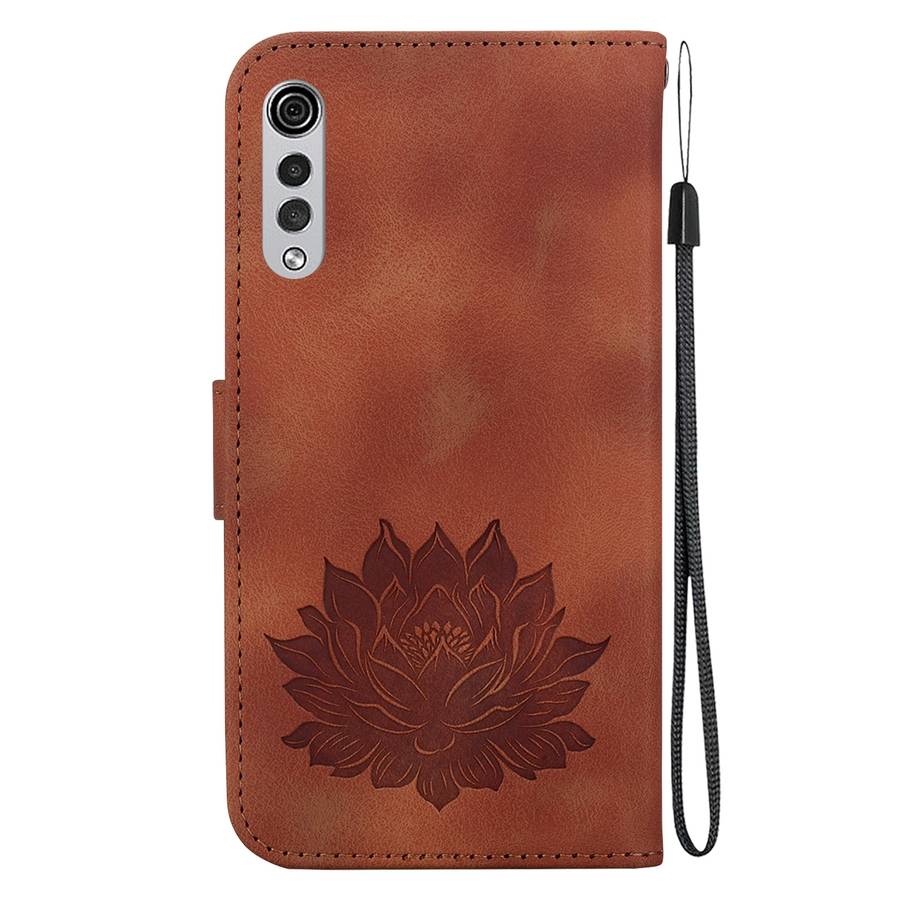 For LG Velvet / Velvet 5G / G9 Lotus Embossed Leather Phone Case(Brown)