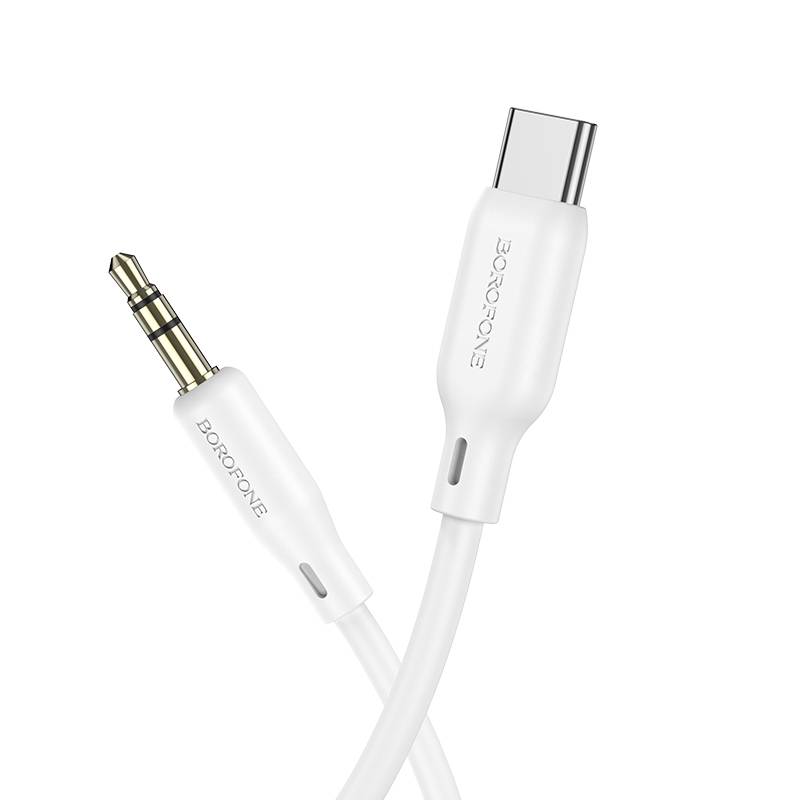 Borofone BL18 AUX Silicone Audio Cable, 3.5mm to Type-C Cable(White)