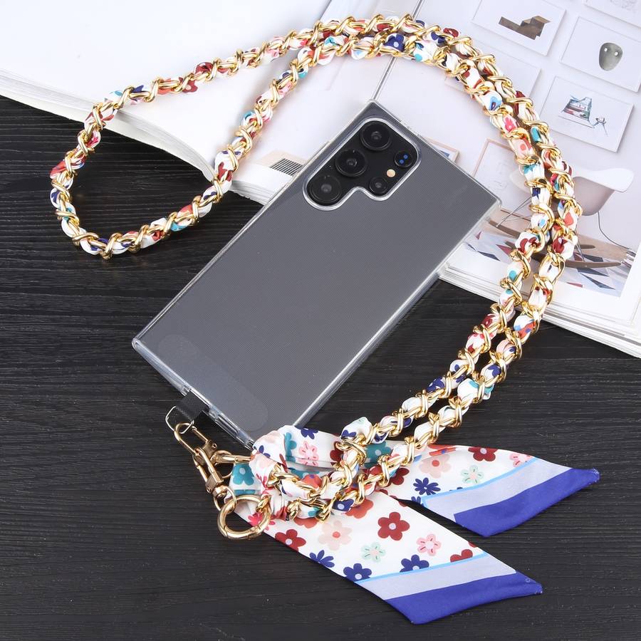 Mobile Phone Anti-lost Silk Scarf Full Coverage Long Lanyard(Rose Red)