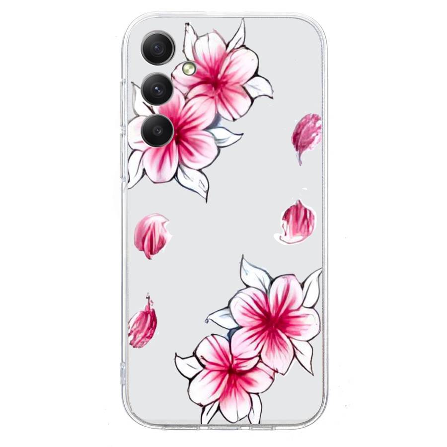 For Samsung Galaxy A25 5G Colored Drawing Pattern Transparent TPU Phone Case(Sakura)