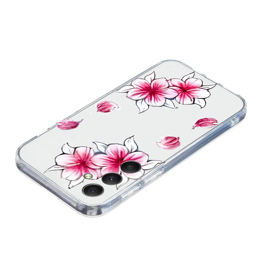 For Samsung Galaxy A25 5G Colored Drawing Pattern Transparent TPU Phone Case(Sakura)