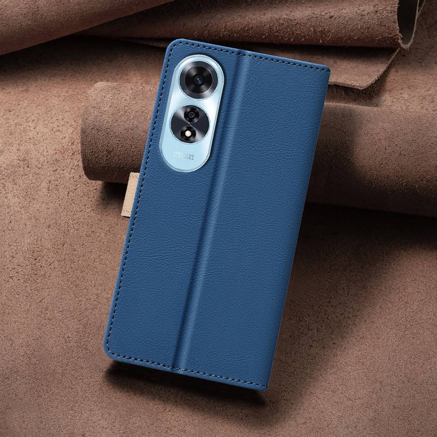 For OPPO A60 4G Color Matching RFID Anti-theft Leather Phone Case(Blue)