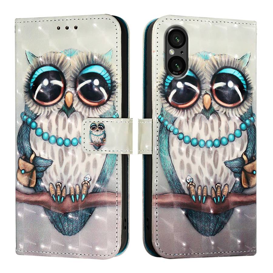 For Sony Xperia 5 VI 3D Painting Horizontal Flip Leather Phone Case(Grey Owl)