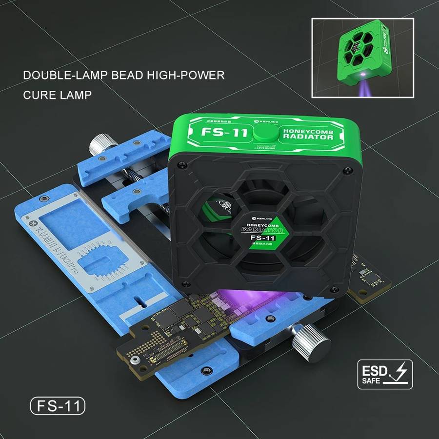 Mijing FS-11 Cooling + UV Curing + Smoke Extraction Honeycomb Radiating Fan(Green)