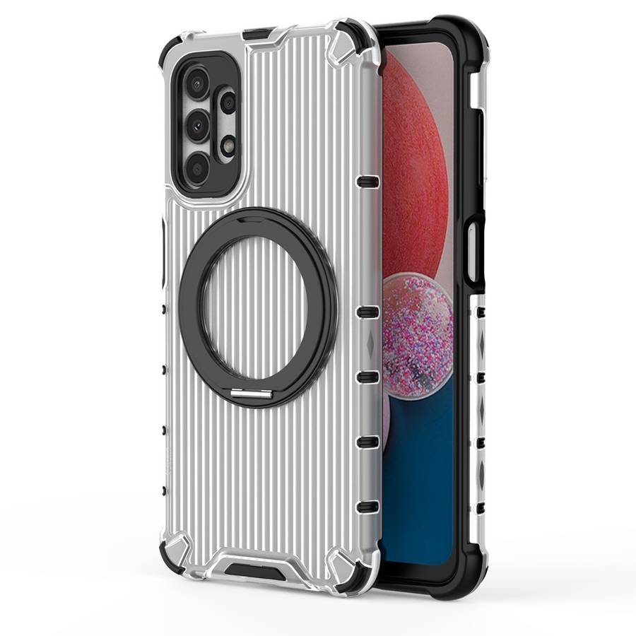 For Samsung Galaxy A13 5G Grating 360 Degree Rotating Holder Shockproof Phone Case(Transparent)