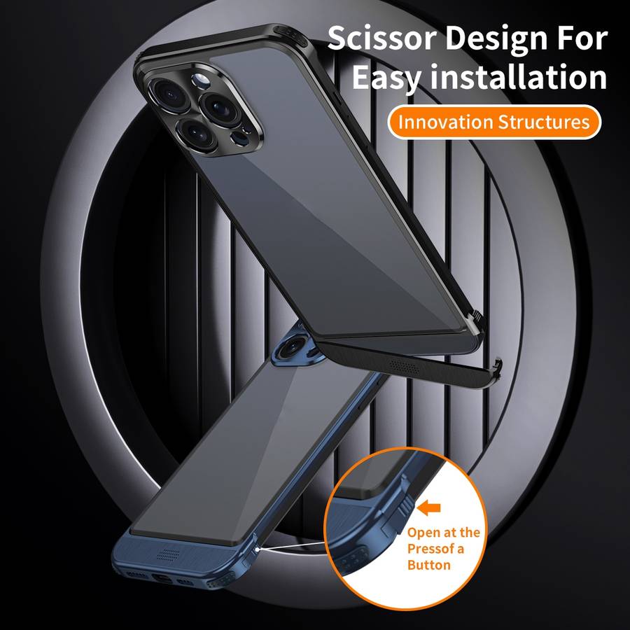 For iPhone 14 Pro Metal Scissor Holder Translucent Aroma Phone Case(Silver)
