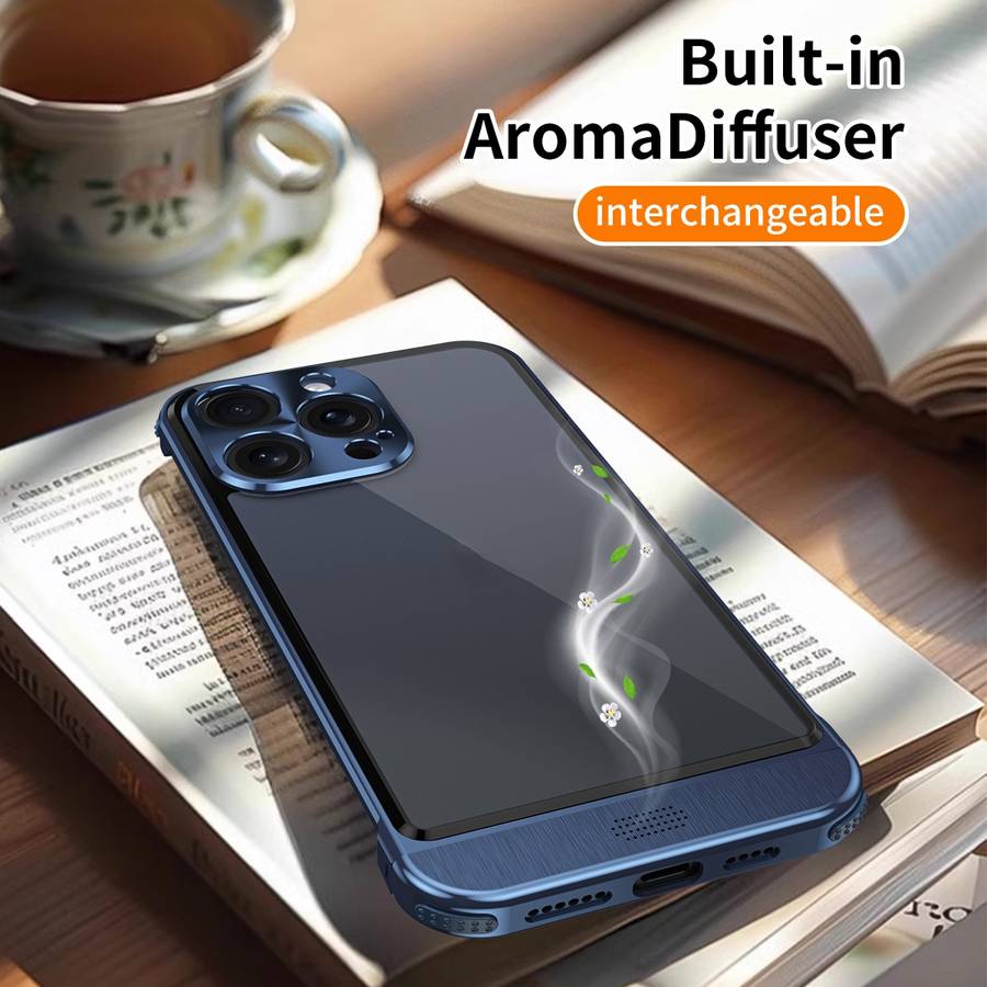 For iPhone 14 Pro Metal Scissor Holder Translucent Aroma Phone Case(Silver)