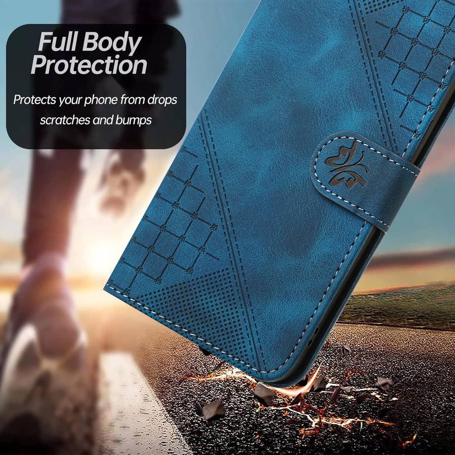 For Redmi Note 13 Pro+ YX0080 Grid Butterfly Embossed Pattern Flip Leather Phone Case with Lany