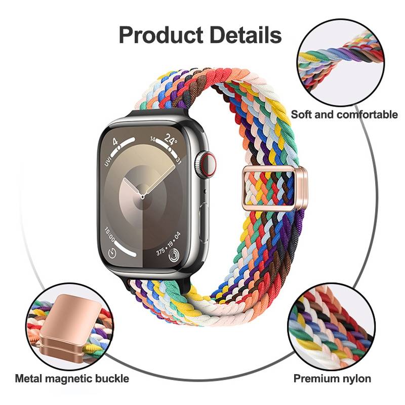 For Apple Watch Series 6 44mm Slim Magnetic Buckle Nylon Braided Watch Band(Atlantic Blue)
