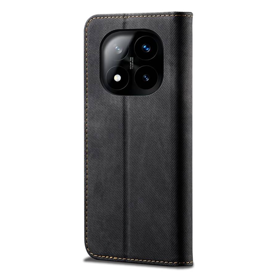 For Redmi Note 14 Pro+ 5G Denim Texture Casual Style Horizontal Flip Leather Case(Black)