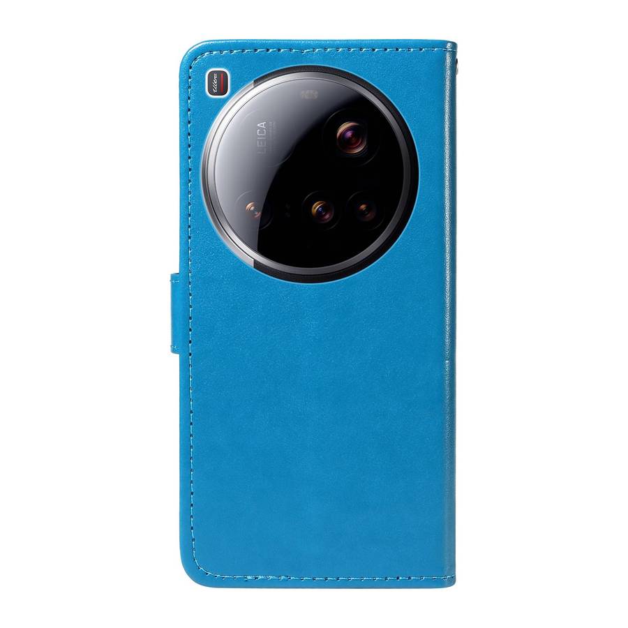 For Xiaomi 15 Ultra 5G Global Cat and Bee Embossed Flip Leather Phone Case(Blue)