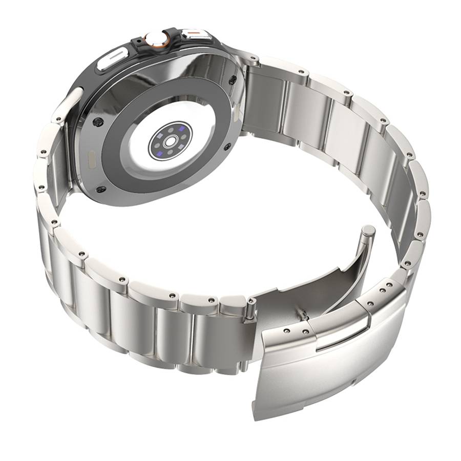 For Samsung Galaxy Watch Ultra / Ultra 2025 Three Beads Tortoise Buckle Titanium Stee ... (Silver)