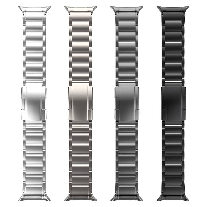 For Samsung Galaxy Watch Ultra 47mm Three Beads Tortoise Buckle Titanium Steel Watch Band(Black)