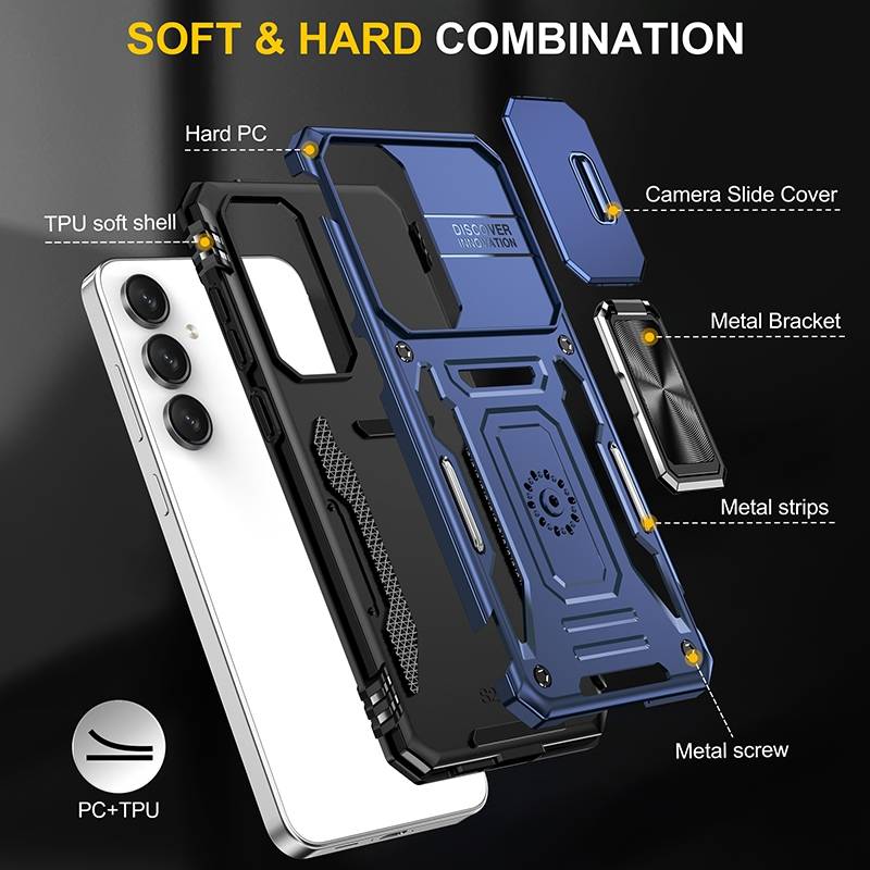 For Samsung Galaxy S24 FE 5G Armor PC Hybrid TPU Camera Shield Phone Case