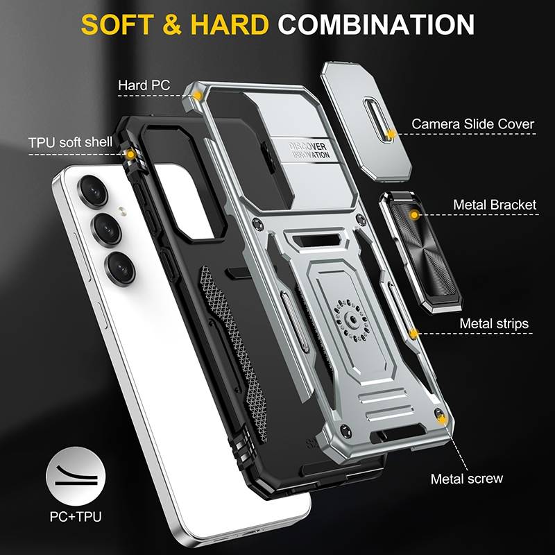 For Samsung Galaxy S24 FE 5G Armor PC Hybrid TPU Camera Shield Phone Case