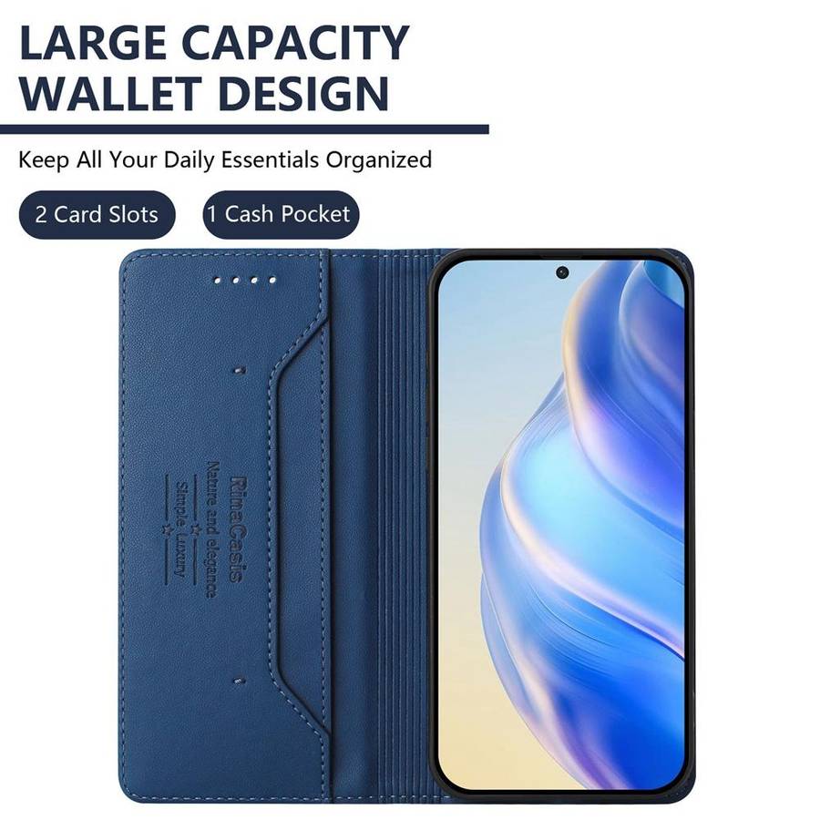 For Honor 300 Pro / 300 Ultra RC01 Dual-Folded Magnetic Suction RFID Leather Phone Case(Dark Blue)