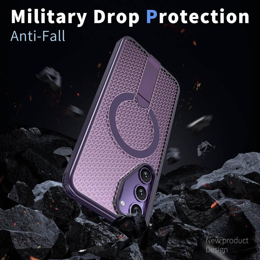 For Samsung Galaxy S23+ 5G Honeycomb Cooling MagSafe Holder Phone Case(Purple)