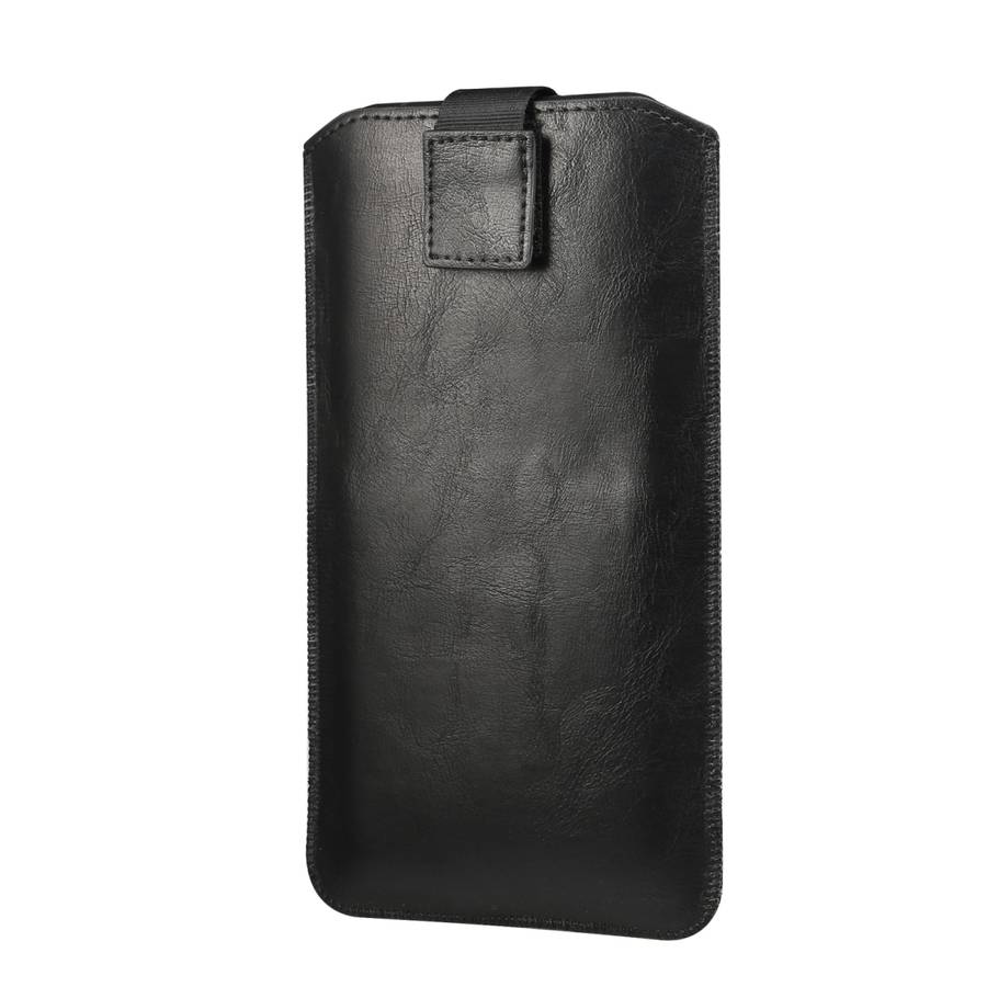 Ultra-thin Simple Drawstring Horizontal Plate Hanging Waist Phone Waist Pack Leather C ... (Black)