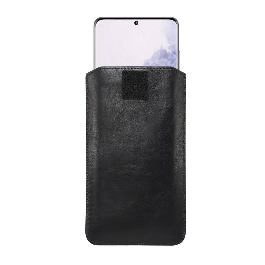 Ultra-thin Simple Drawstring Horizontal Plate Hanging Waist Phone Waist Pack Leather C ... (Black)