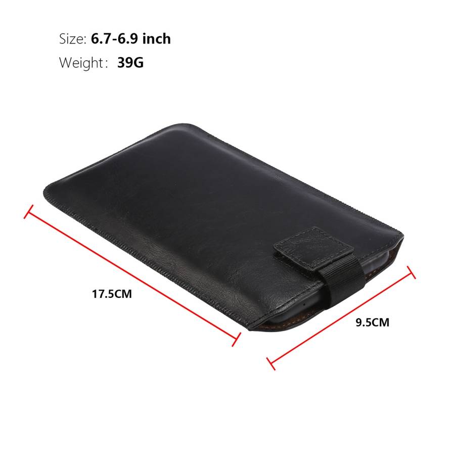 Ultra-thin Simple Drawstring Horizontal Plate Hanging Waist Phone Waist Pack Leather C ... (Black)