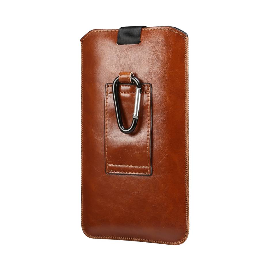 Ultra-thin Simple Drawstring Horizontal Plate Hanging Waist Phone Waist Pack Leather ... (Coffee)