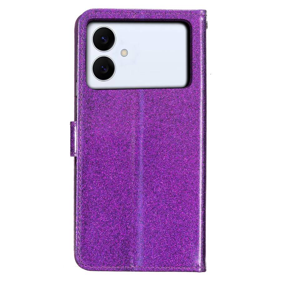 For Samsung Galaxy S26 Edge 5G Glitter Powder Flip Leather Phone Case(Purple)