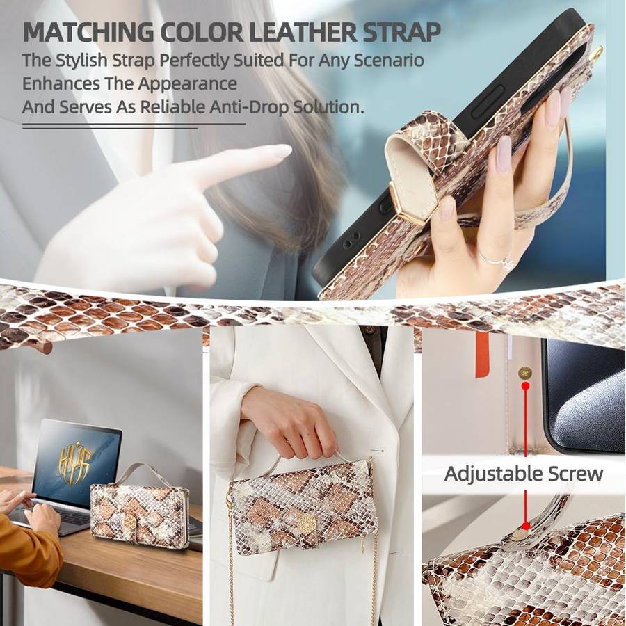 For Redmi K80 Ultra Crossbody Handle Snake Texture Leather Phone Case(White)