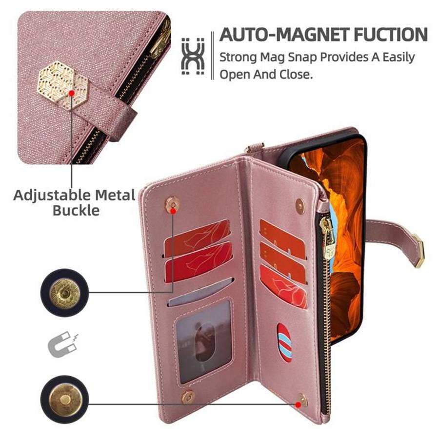 For Redmi K80 Ultra Crossbody Handle Cross Texture Leather Phone Case(Rose Gold)