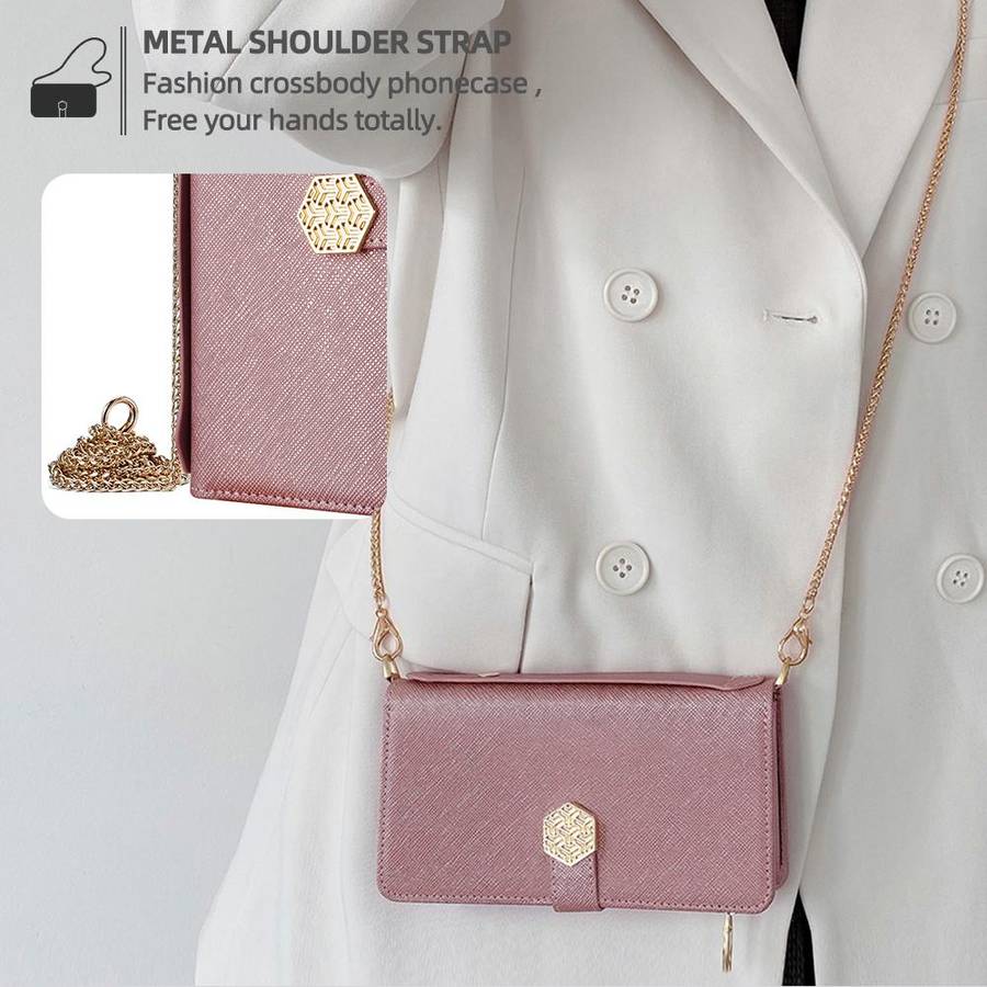 For Redmi K80 Ultra Crossbody Handle Cross Texture Leather Phone Case(Rose Gold)