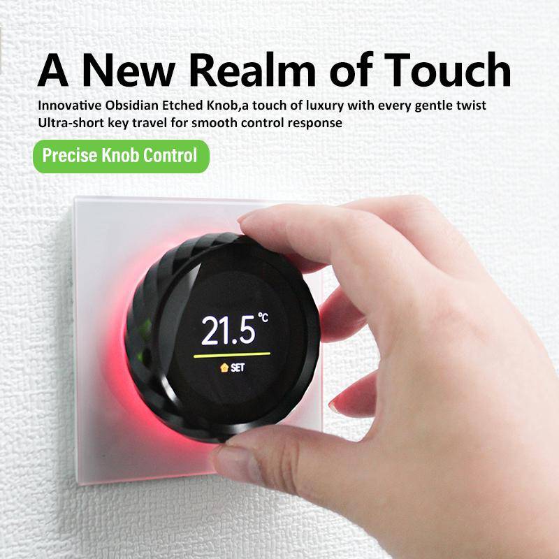 BHT-2007-P16-GBLW Electric Heating 1.6 inch TFT Color Screen WiFi Smart hreaded Knob Thermostat(Whit