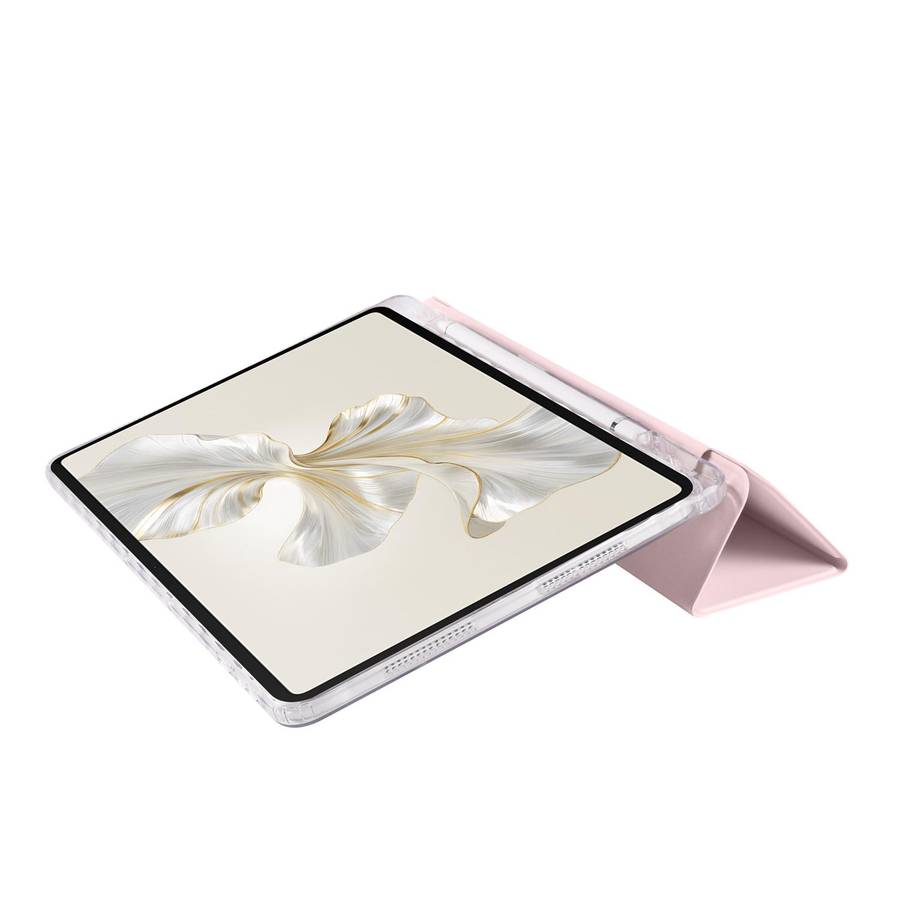 For Honor Pad 9 3-Fold Clear Acrylic Leather Tablet Case(Pink)