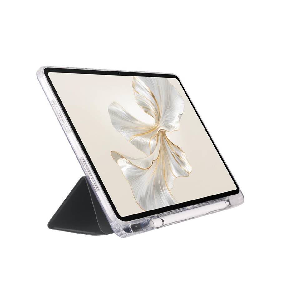 For Honor Pad 9 3-Fold Clear Acrylic Leather Tablet Case(Black)