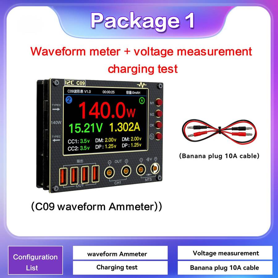 i2C C09 Charge Detection / Voltage Measurement Digital Waveform Ammeter, Model:With Expansion Board