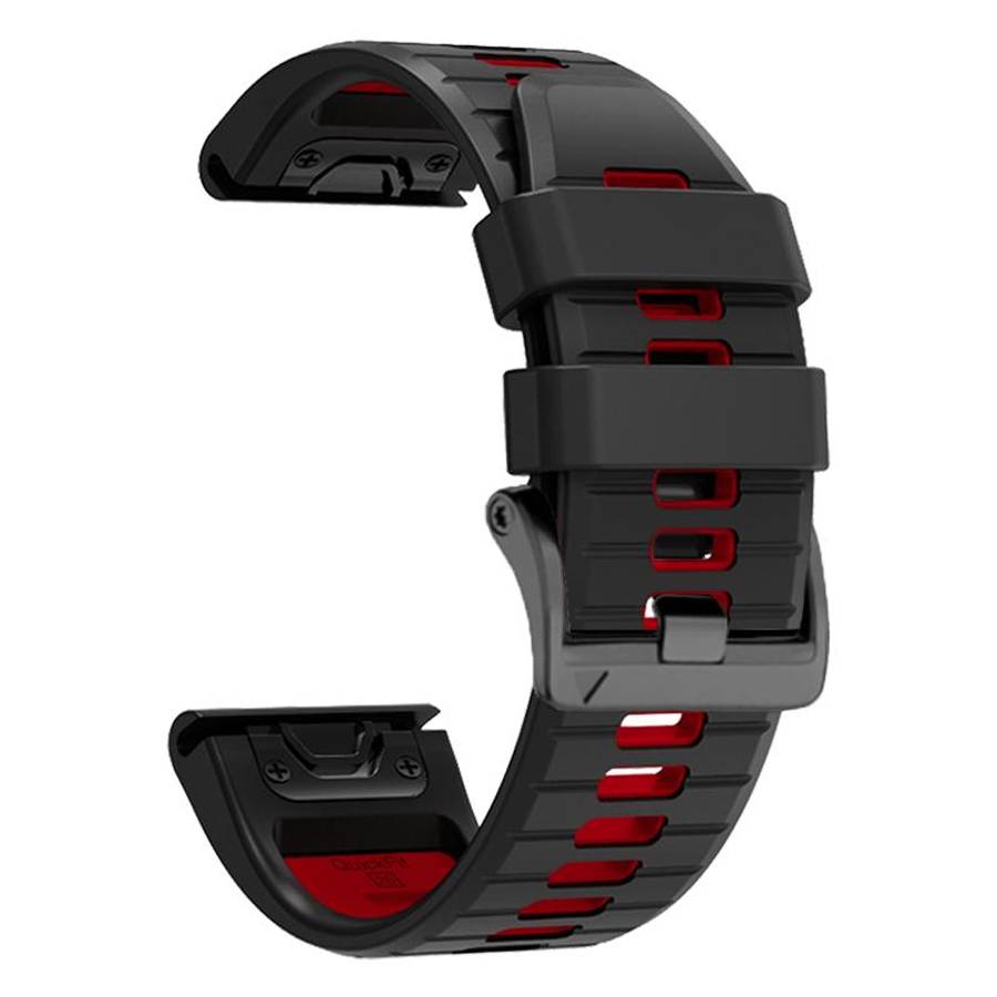For Garmin 22mm Two Color Screw Buckle Quick Release Silicone Watch Band(Black Red)