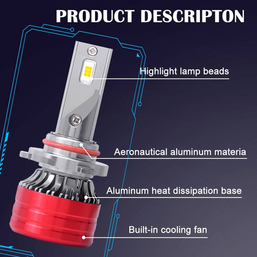 9004 2pcs 25W 2500lm 6000K Car LED Headlight Bulb