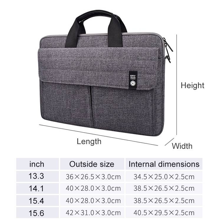 ST08 Handheld Briefcase Carrying Storage Bag with Shoulder Strap for 15.4 inch Laptop(Grey)