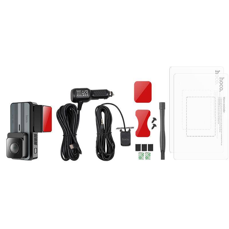 hoco DV12 2K 3.69 inch IPS Screen Display GPS Driving Recorder with Rear Camera(Silver Grey)