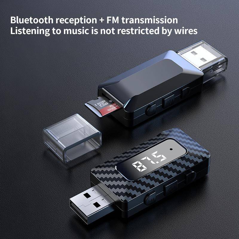 USB Car FM Transmitter Wireless Bluetooth Receiver(Black)