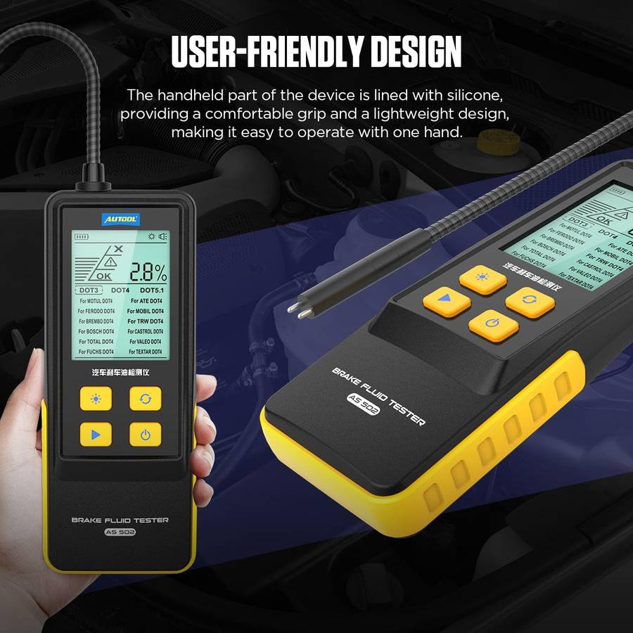 AUTOOL AS502 Digital Display Intelligent Car Brake Fluid Tester Water Content Testing(Black)