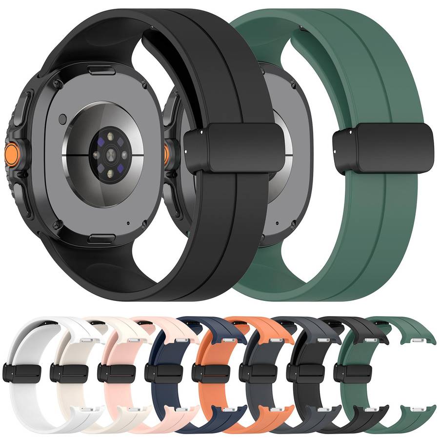For Samsung Galaxy Watch8 / Watch8 Classic xDfind Fold Black Buckle Magnetic Silic ... (Starlight)