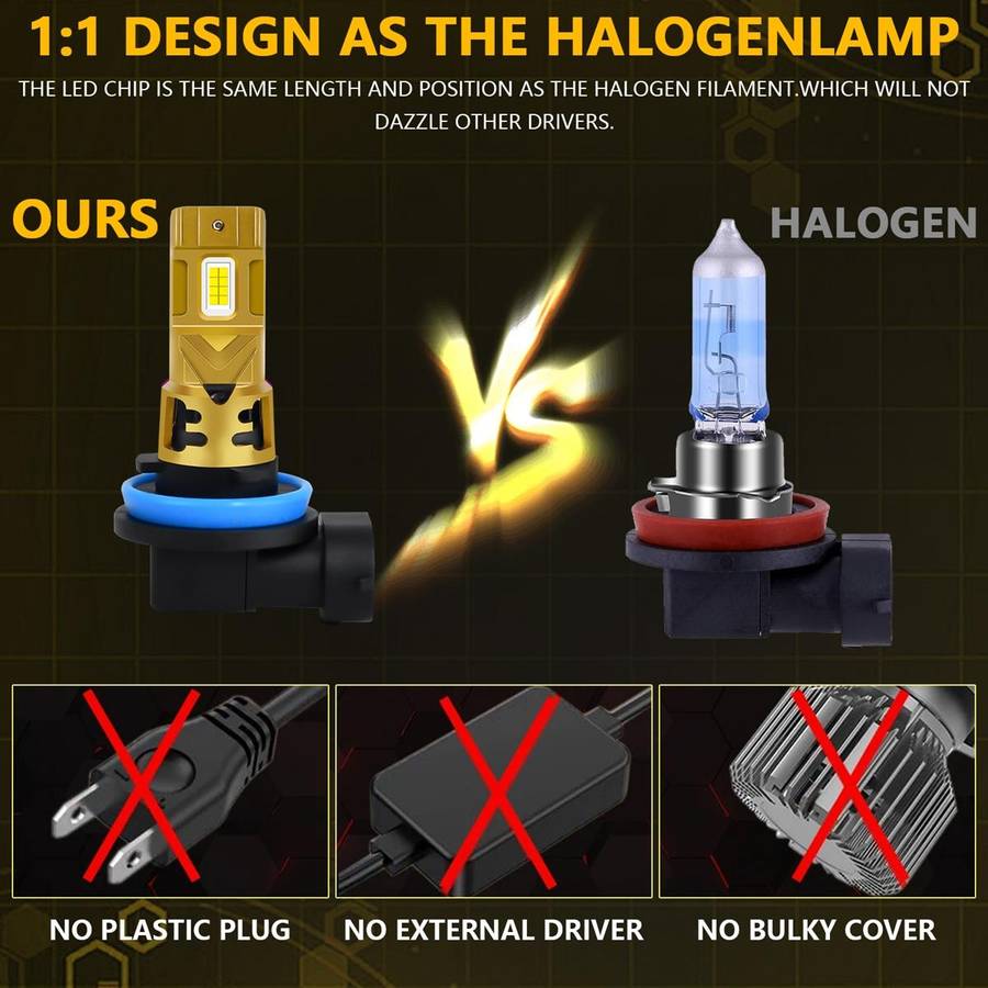 H11 2pcs/Pack 35W 3000LM 6500K IP68 Waterproof Car LED Headlight Bulb(Gold)